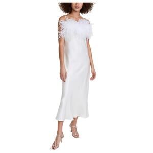 Sleeper Feathered White Boheme Slip Dress Size XL